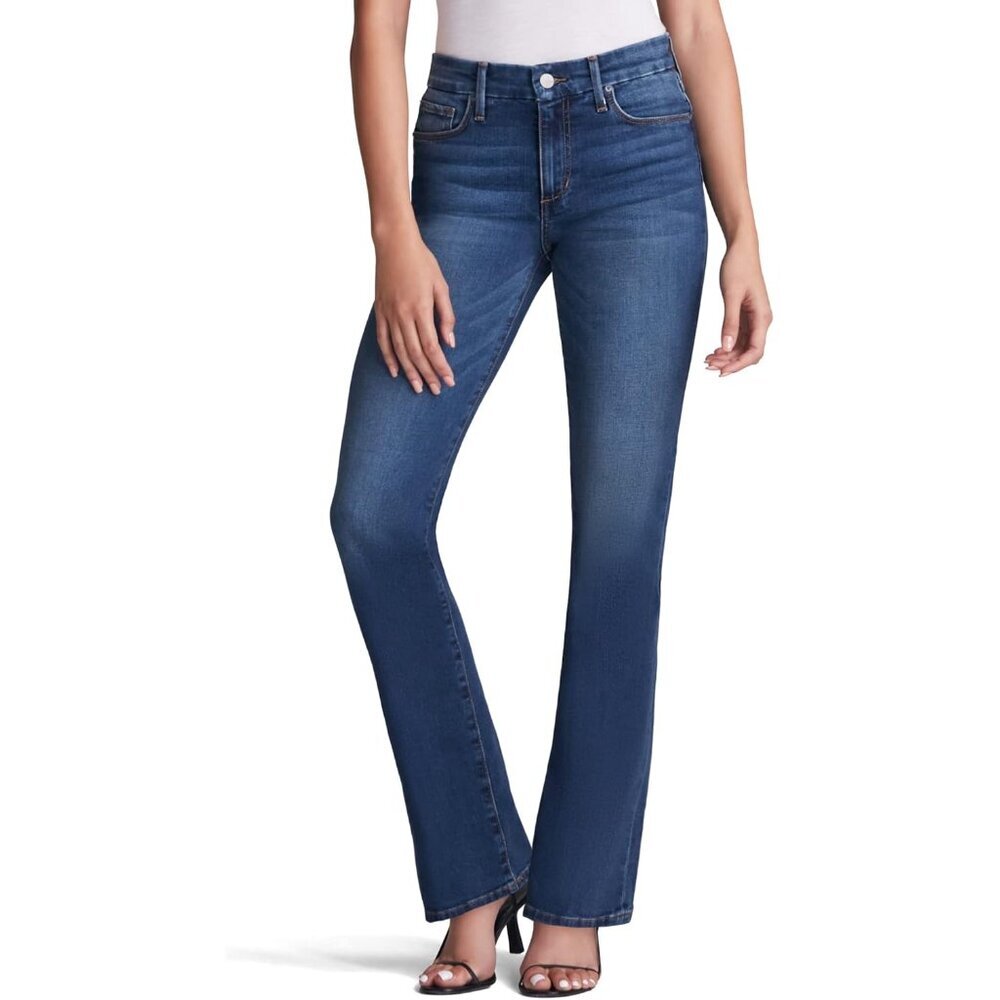 Womens Petite Bootcut Jeans Cotton Spandex Slim Fit Zipper Closure
